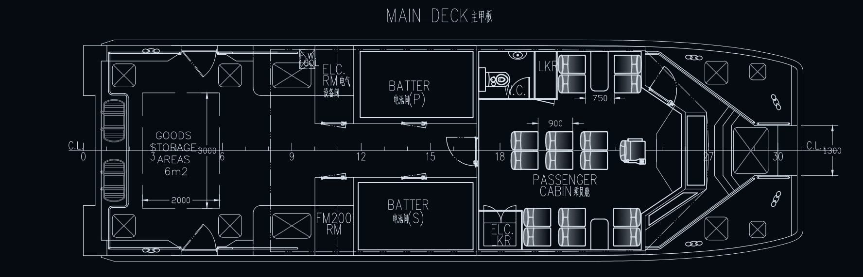 OBLUE E60 general arrangement — main deck