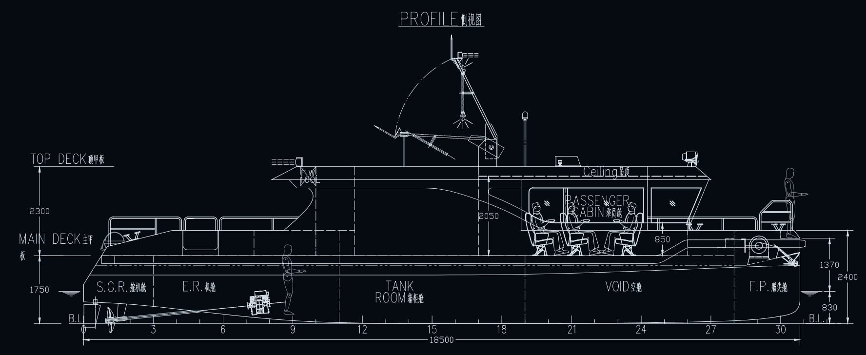 OBLUE E60 general arrangement — profile