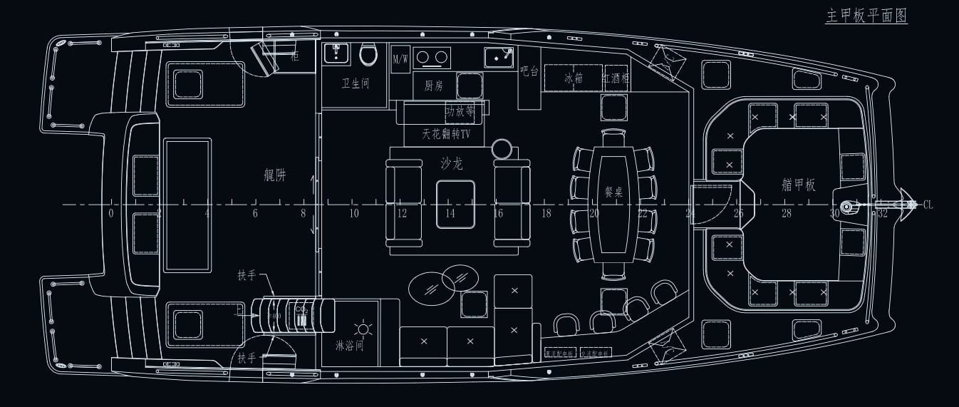 OBLUE SEASIGHT 18 general arrangement — main deck plan